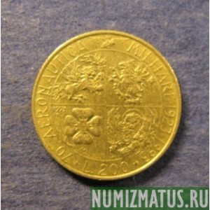 Монета 200 лир, 1993R, Италия