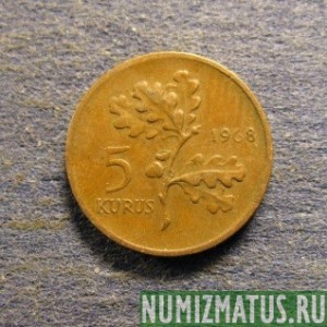 Монета  5 куруш, 1958-1968, Турция