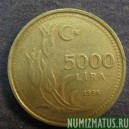 Монета 5000 лир, 1992-1994, Турция